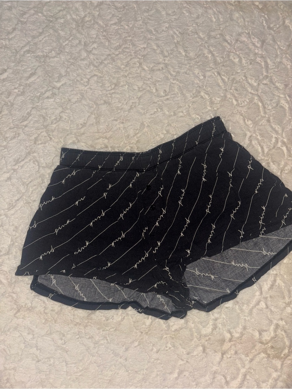 PINK Victoria's Secret Black Script Logo Sleep Boxy Shorts